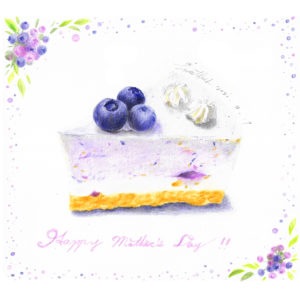 Read more about the article 藍莓乳酪蛋糕．母親卡 ｜Blueberry cheesecake．Mother’s Day card