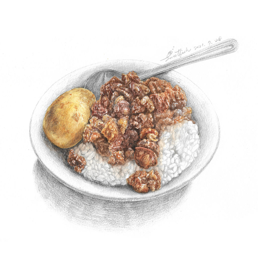 braised-pork-on-rice-watercolor-food-illustration-by-sweetfish-food-art