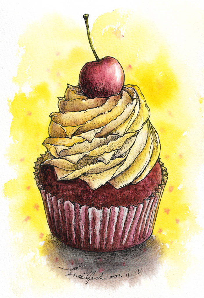 cherry-cake-watercolor-illustration-by-sweetfish-food-art-colored