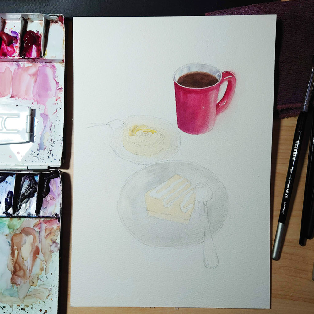 e92-coffee-and-cheese-cake-and-lemon-tart-watercolor-food-illustration-by-sweetfishfoodart-painting-process-1