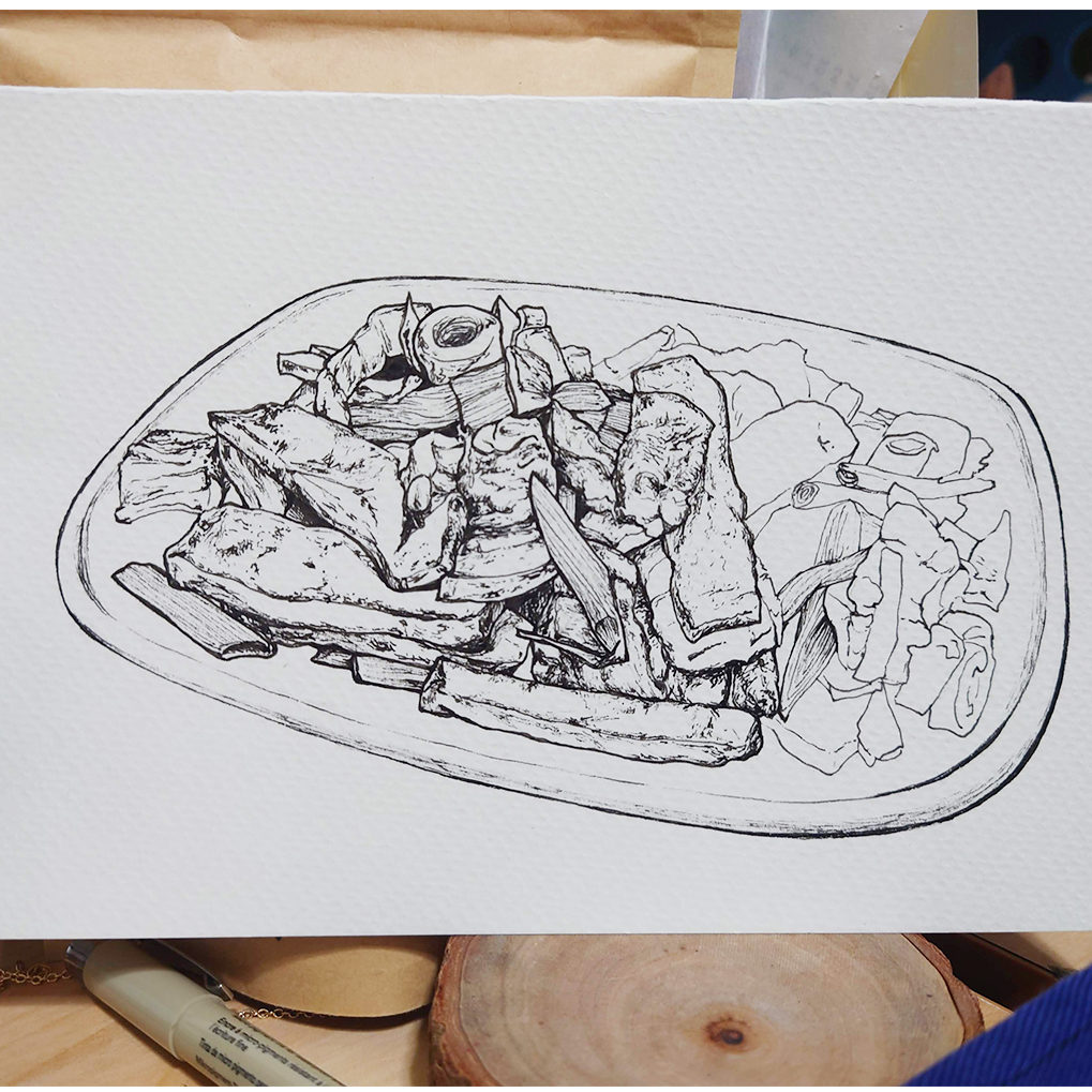 hakka-style-stir-fry--watercolor-food-illustration-by-sweetfish-food-art-painting-process