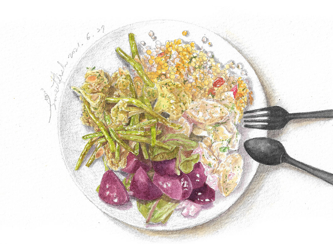 salad-of-natural-history-museum-London-watercolor-food-illustration-by-sweetfish-food-art-cover