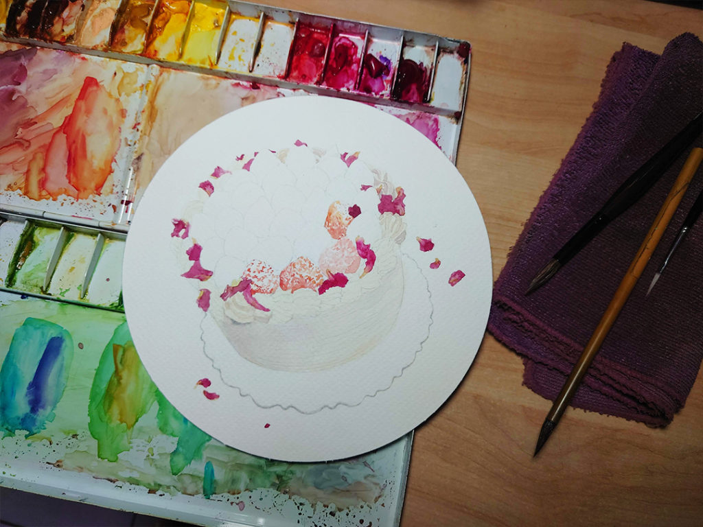 strawberry-chantilly-cake-painting-process-2