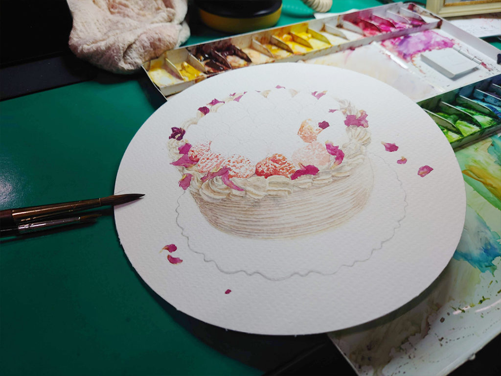 strawberry-chantilly-cake-painting-process-3