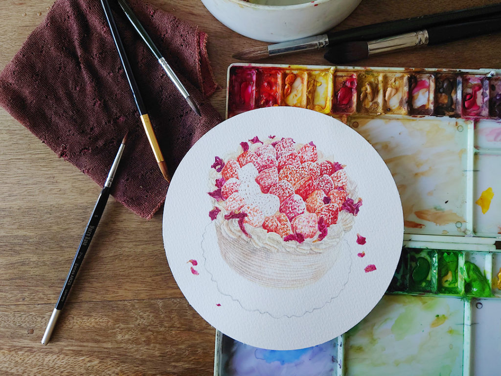 strawberry-chantilly-cake-painting-process-4