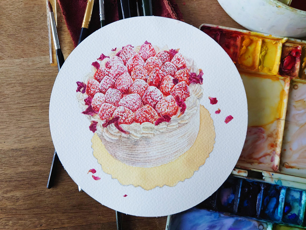 strawberry-chantilly-cake-painting-process-5