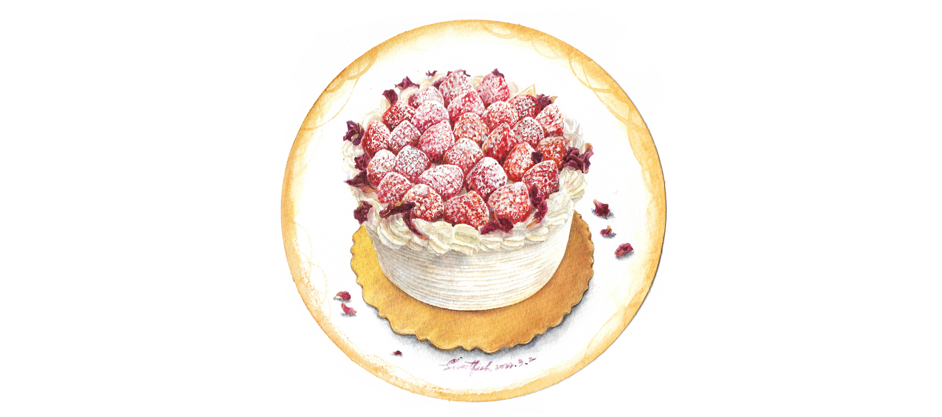 strawberry-cake-watercolor-food-illustration-by-sweetfish-food-art