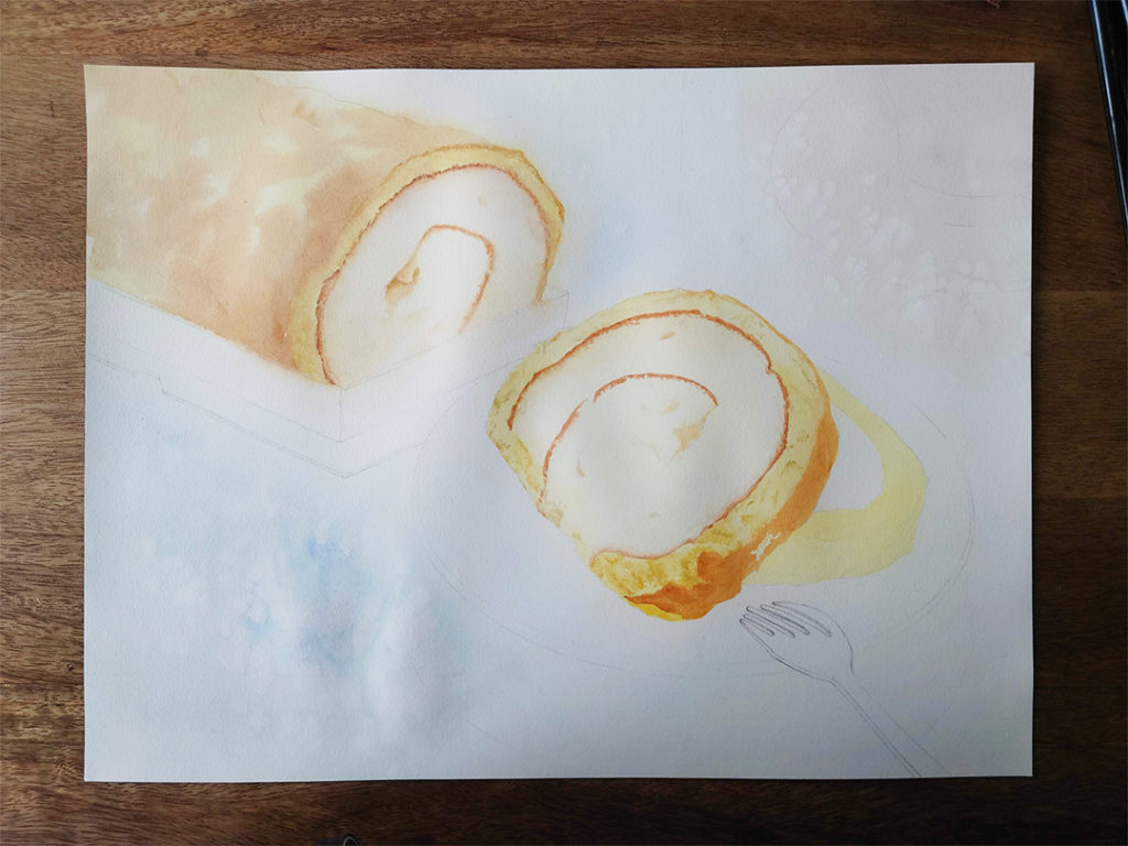 tiger-skin-cake-roll-watercolor-food-painting-by-sweetfishfoodart-painting-process-1