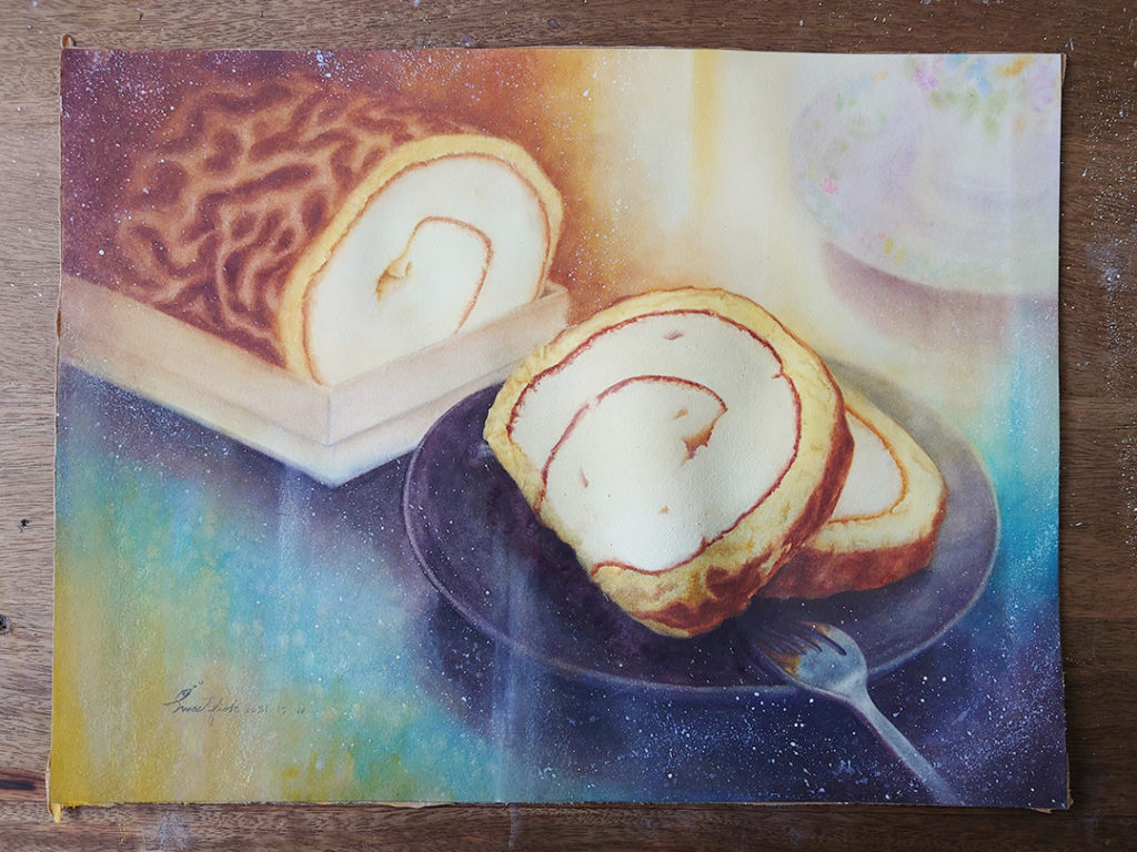 tiger-skin-cake-roll-watercolor-food-painting-by-sweetfishfoodart-painting-process-9
