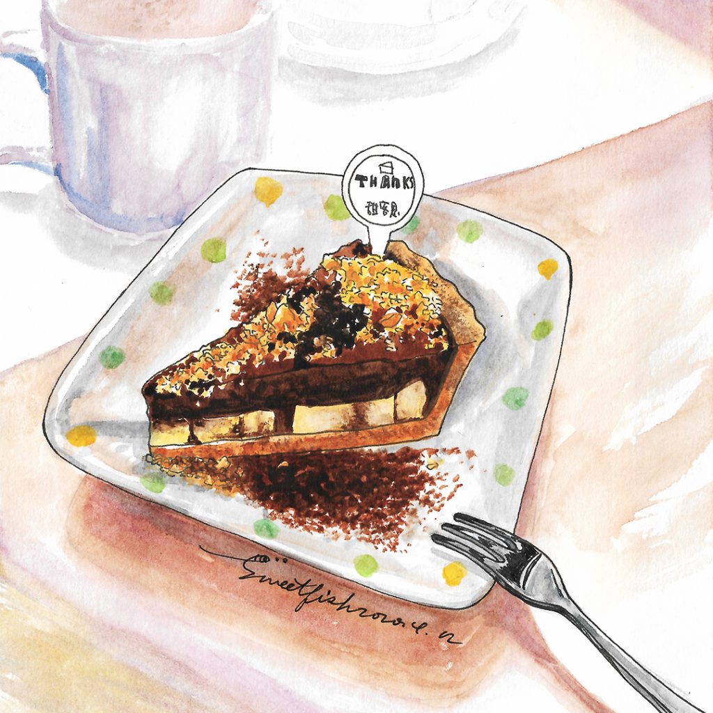 banana-chocolate-pie-watercolor-food-illustration-by-sweetfish-food-art