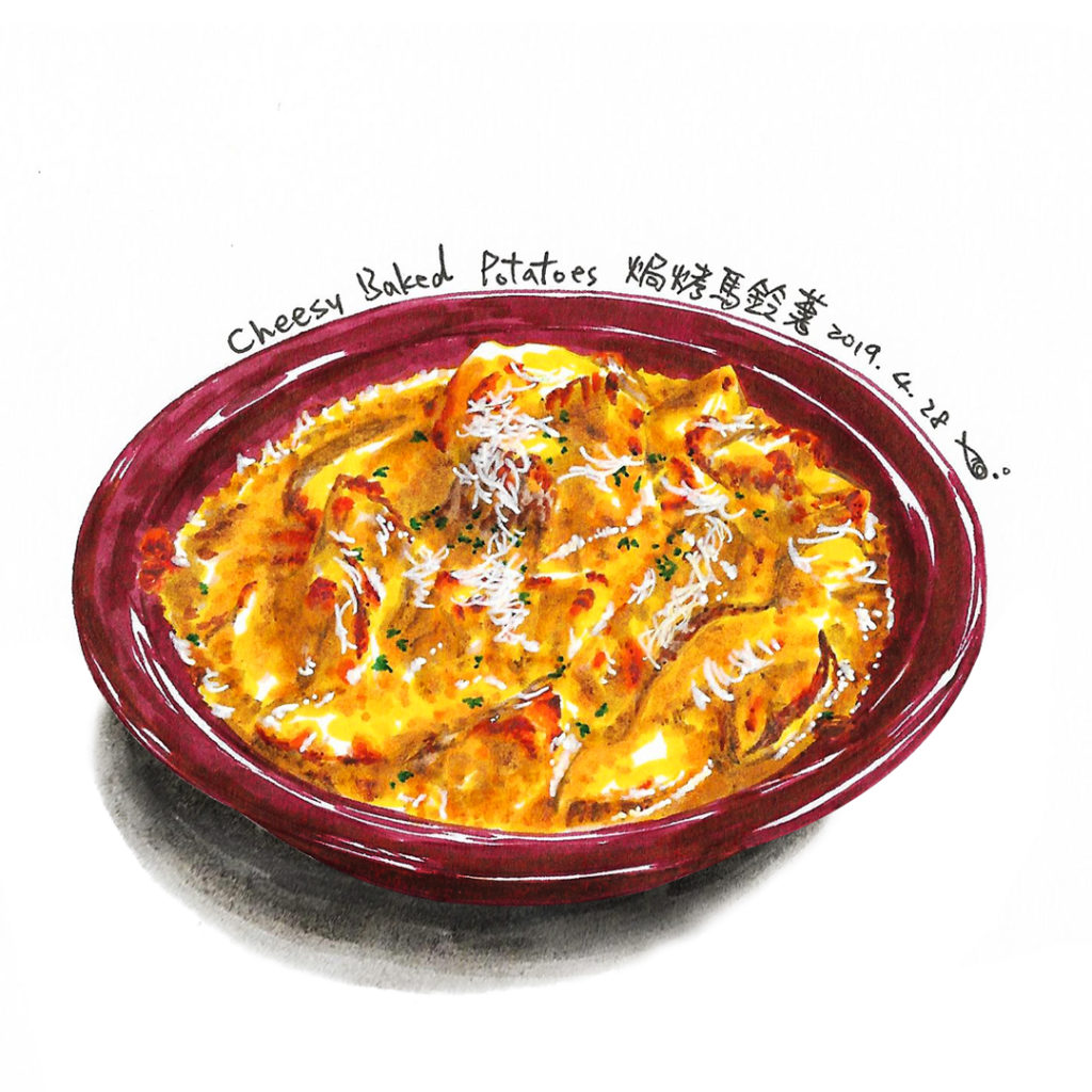 cheesy-baked-potatoes-marker-food-illustration-by-sweetfish-food-art