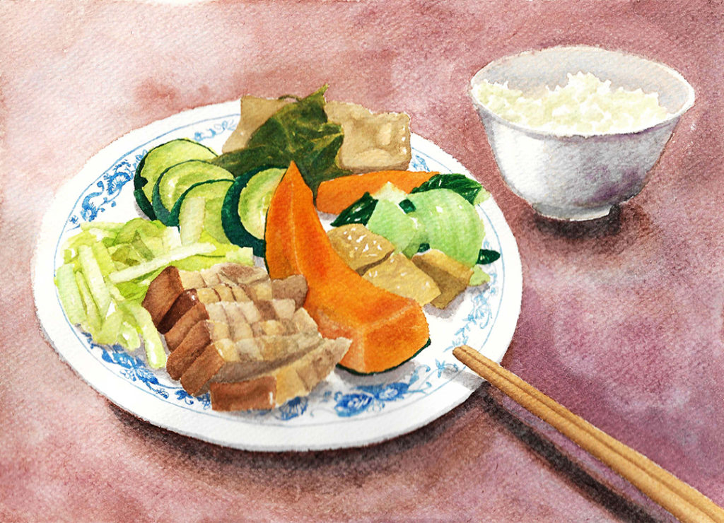 home-made-dinner-watercolor-food-painting-by-sweetfish-food-art