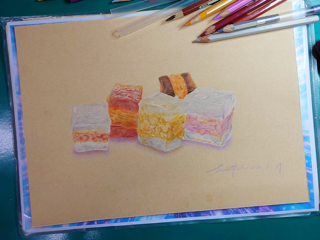 lotus-root-jelly-cake-colored-pencil-food-illustration-by-sweetfish-food-art-drawing-process-3