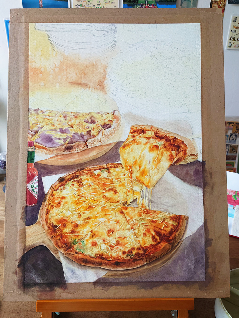 pizzas-watercolor-food-painting-by-sweetfish-food-art-painting-process-11
