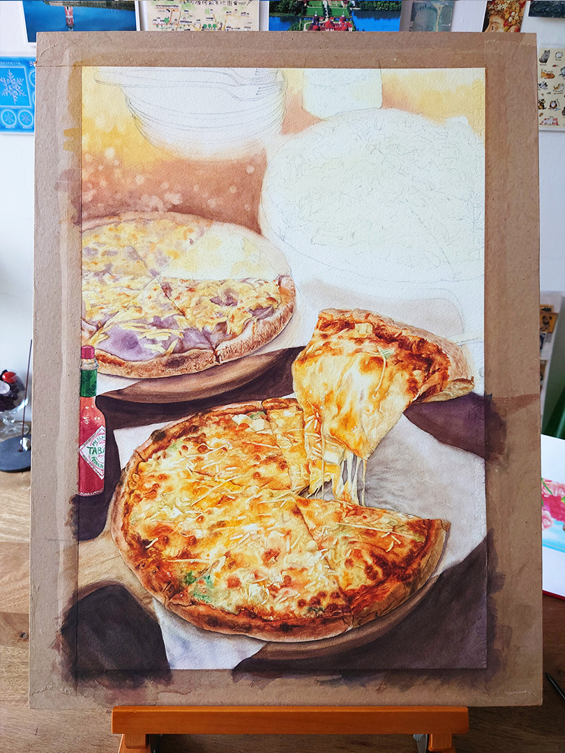 pizzas-watercolor-food-painting-by-sweetfish-food-art-painting-process-13