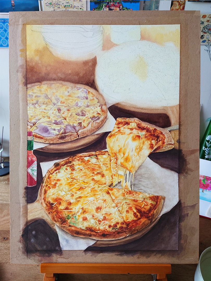 pizzas-watercolor-food-painting-by-sweetfish-food-art-painting-process-14