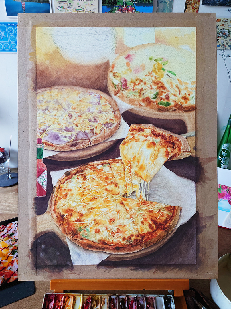 pizzas-watercolor-food-painting-by-sweetfish-food-art-painting-process-15