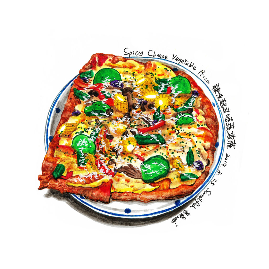 spicy-cheese-vegetable-pizza-pizza-marker-food-illustration-by-sweetfish-food-art