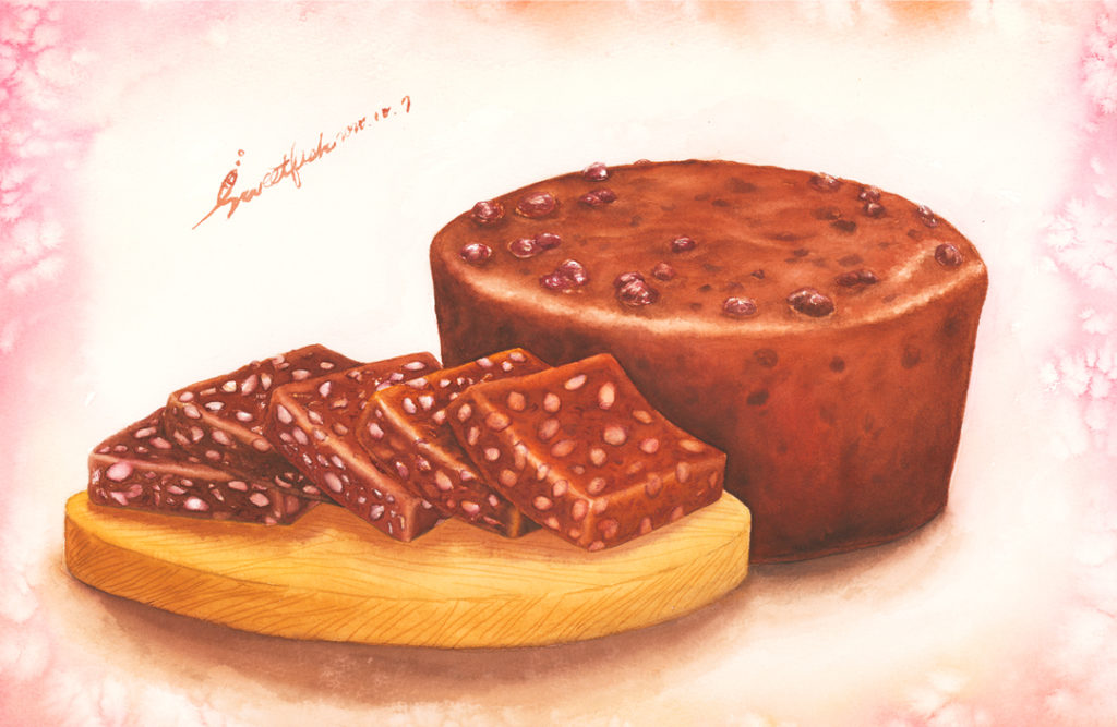 sticky-rice-cake-watercolor-food-painting-by-sweetfish-food-art
