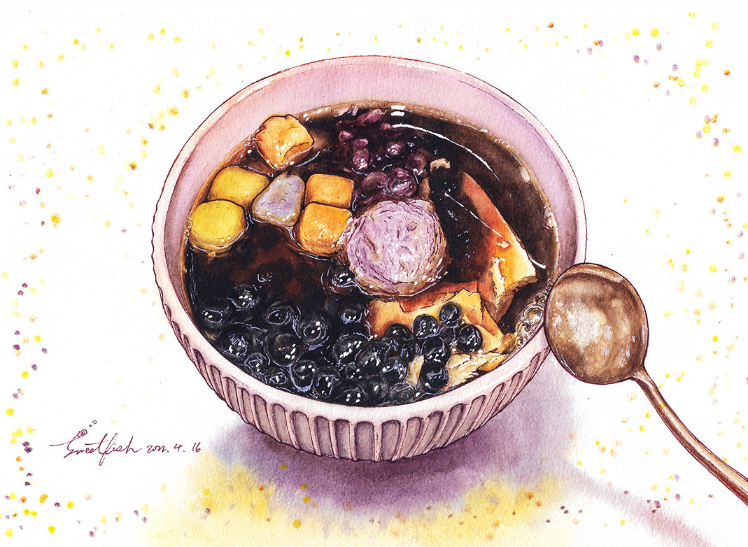 tofu-pudding-watercolor-food-illustration-by-sweetfish-food-art