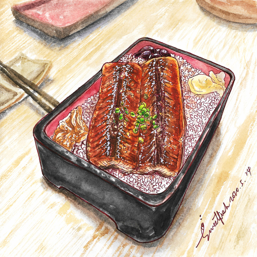unadon-watercolor-food-illustration-by-sweetfish-food-art