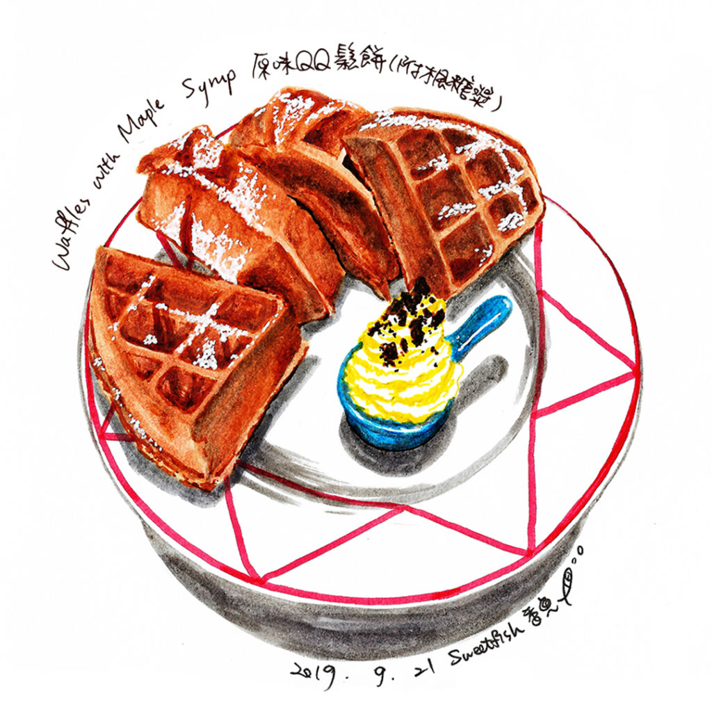 waffle-with-maple-syrup-marker-food-illustration-by-sweetfish-food-art