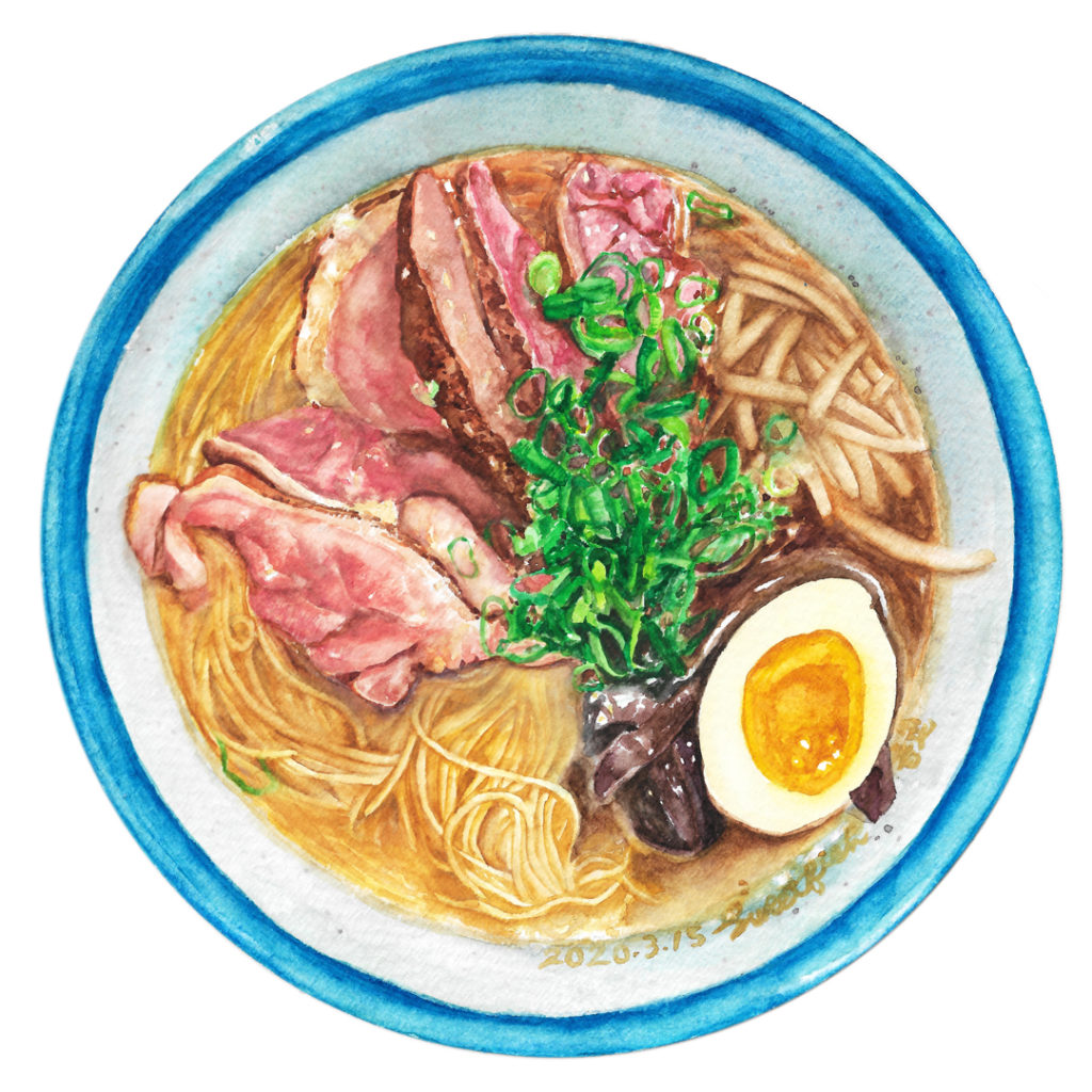 yuzi-shio-ramen-watercolor-food-illustration-by-sweetfish-food-art