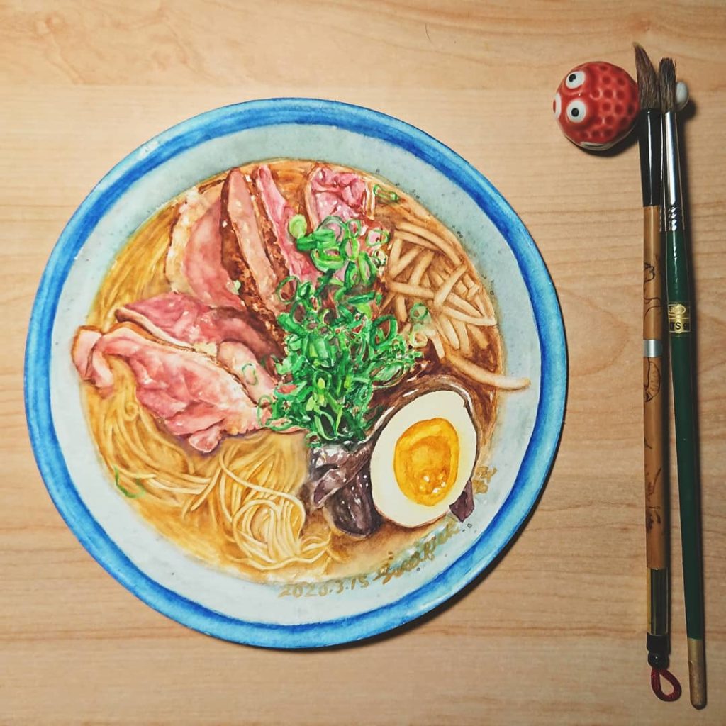 yuzi-shio-ramen-watercolor-food-illustration-by-sweetfish-food-art-photo