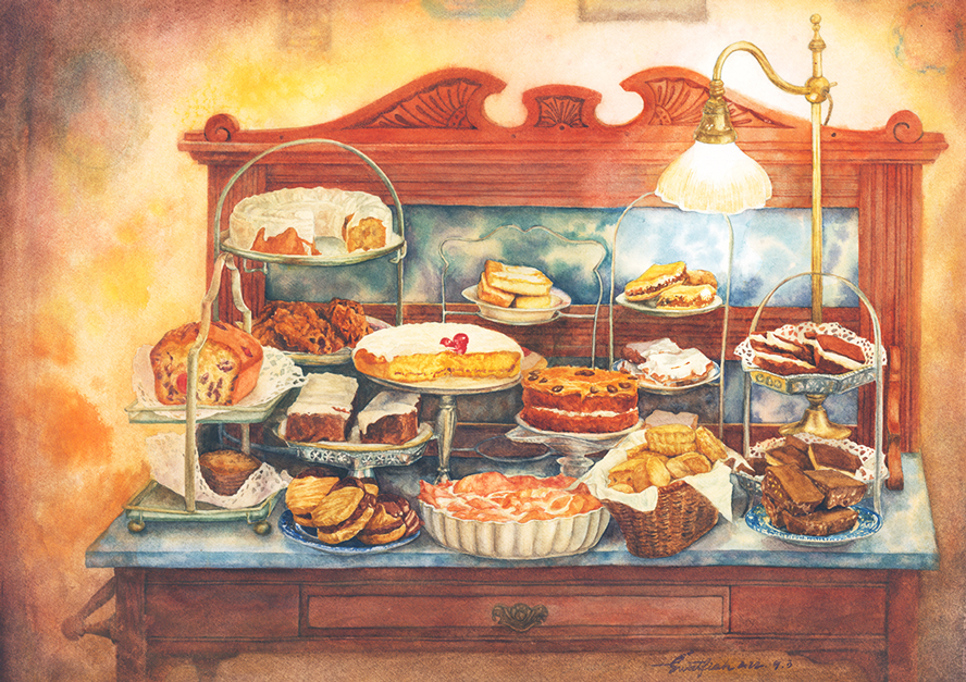 Scottish-cake-desk-watercolor-food-painting-by-sweetfish-food-art