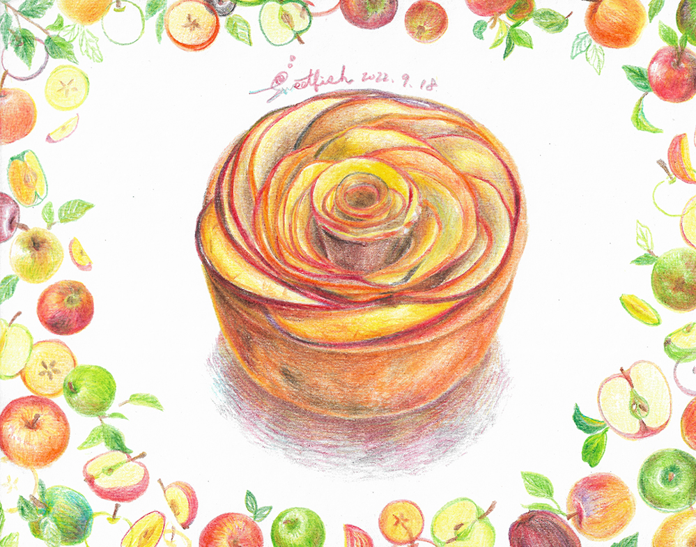 apple-tart-colored-pencil-food-illustration-by-sweetfish-food-art-web